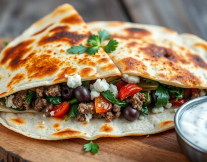 Burger Quesadilla with Mediterranean Flavor